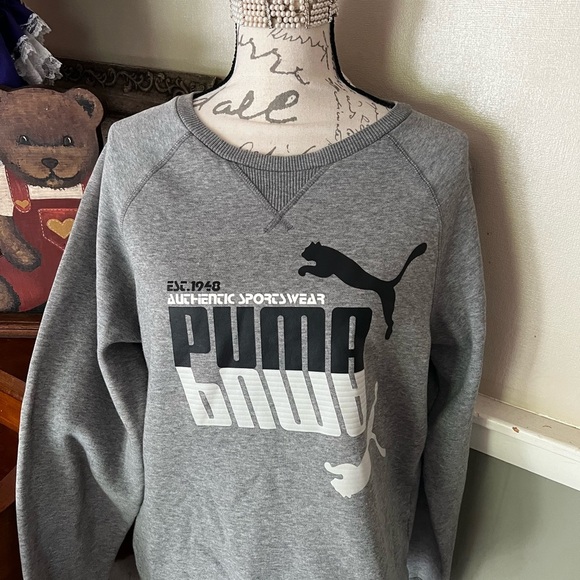 PUMA AUTHENTIC SPORTSWEAR HEATHER GREY SWEATSHIRT M - Picture 2 of 5